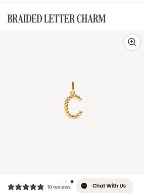 New Hillberg & Berk braided “C” charm. 925 Sterling silver. 14k gold plated.
